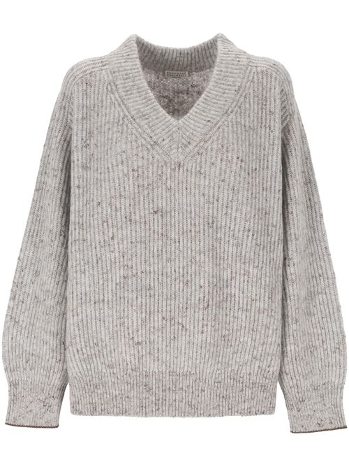 Maglia misto lana grigio chiaro Brunello Cucinelli | MOL591102CXS01